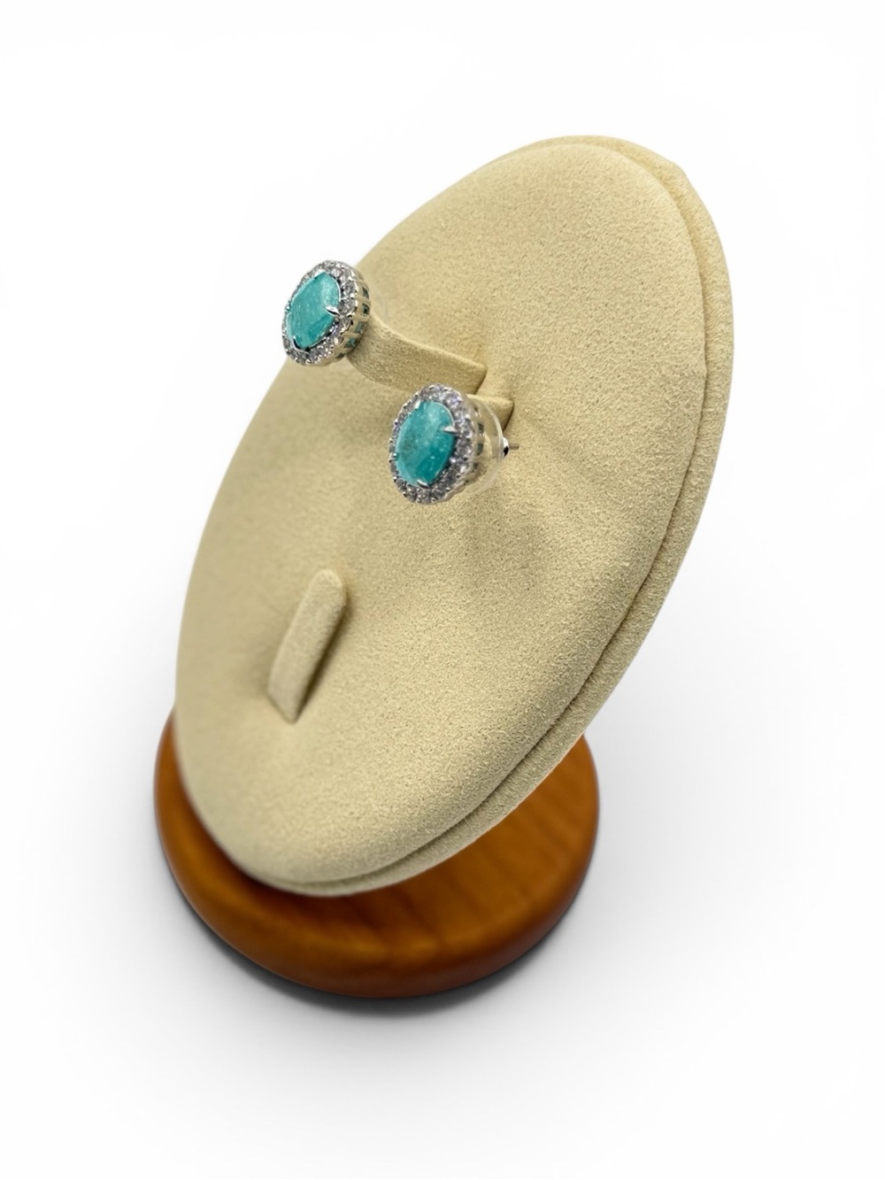 Bomb‎ Party "The 2424 Earrings" LB Blue Topaz Ice Crystal on Rhodium Plating